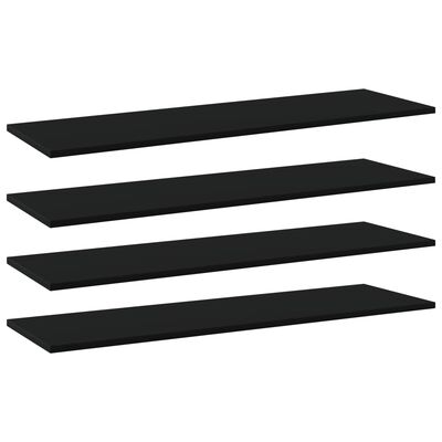 vidaXL Рафтове за етажерка, 4 бр, черни, 100x30x1,5 см, ПДЧ