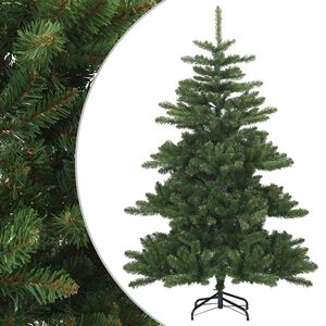 vidaXL Изкуствено коледно дърво с хингед Зелено 150 cm ПВЦ, стомана
