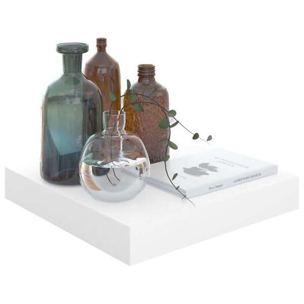 vidaXL Окачени стенни рафтове, 4 бр, бял гланц, 23x23,5x3,8 см, МДФ