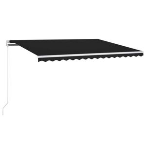 vidaXL Ръчно прибиращ се сенник с LED, 400x300 см, антрацит