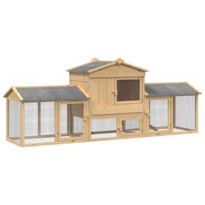 vidaXL Кокошарник 3 бр. Кафяво 225 x 60 x 89 см
