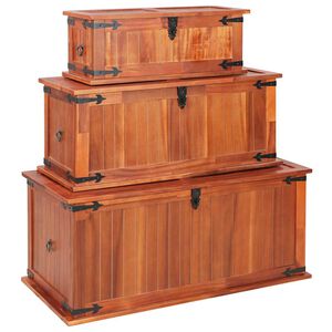 vidaXL Сандъци за съхранение, 3 бр, акация масив
