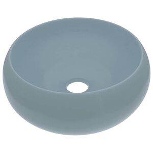 vidaXL Луксозна кръгла мивка, матово светлосиня, 40x15 см, керамика