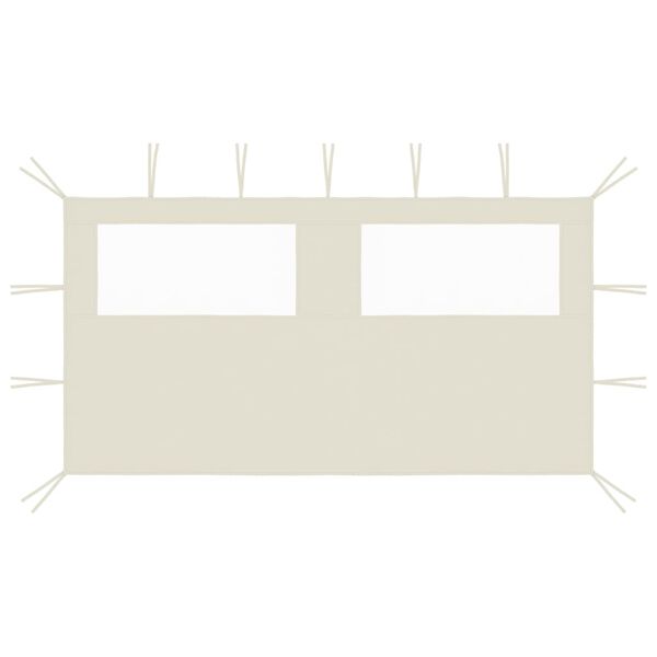 vidaXL Странична стена за шатра с прозорци, 4x2 м, кремава