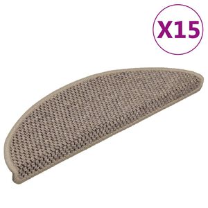 vidaXL Самозалепващи стелки за стълби сизал 15бр 56x17x3см тъмнобежово