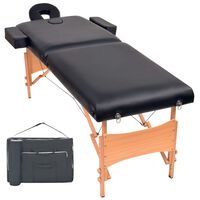 vidaXL Сгъваема масажна кушетка с 2 зони, 10 см плътен пълнеж, черна