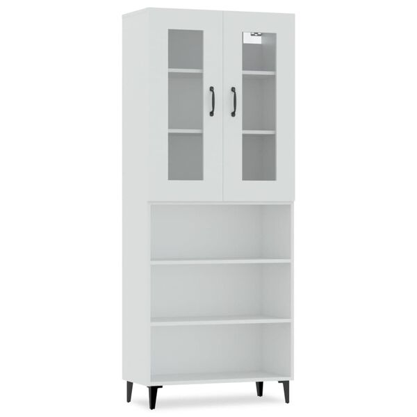 vidaXL Висок шкаф, бял, 69,5x34x180 см, инженерно дърво