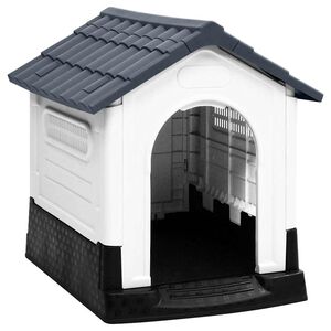 vidaXL Кучешка къщичка, сива, 57x68x66 см, полипропилен