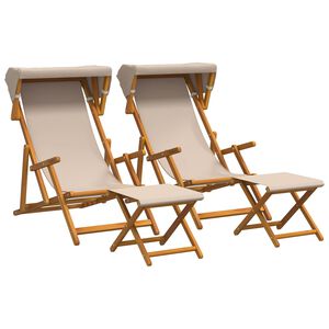 vidaXL Шезлонг 4 pcs 3 позиция Плътно евкалиптово дърво Бежово