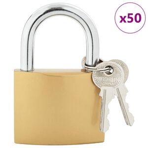 vidaXL U Lock с ключове 50 pcs Месинг Желязо