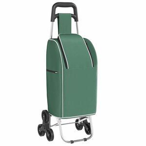 vidaXL Пазарски тролей Зелен 39,5 x 33 x 93 см Оксфордска тъкан