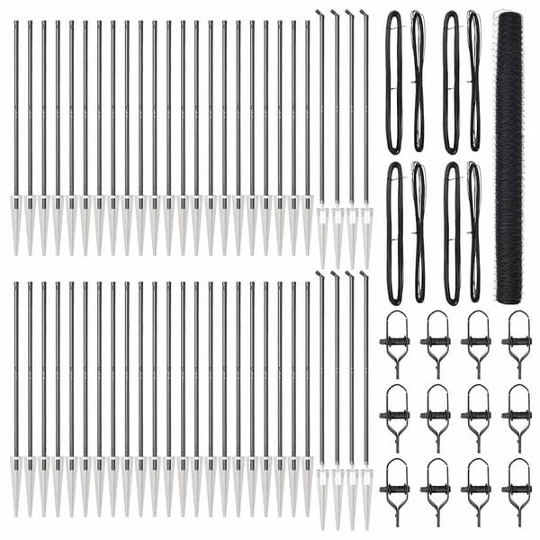 vidaXL Стълб за ограда. Сив 100 x 1,5 м (36 мм мрежа) Стомана и PVC