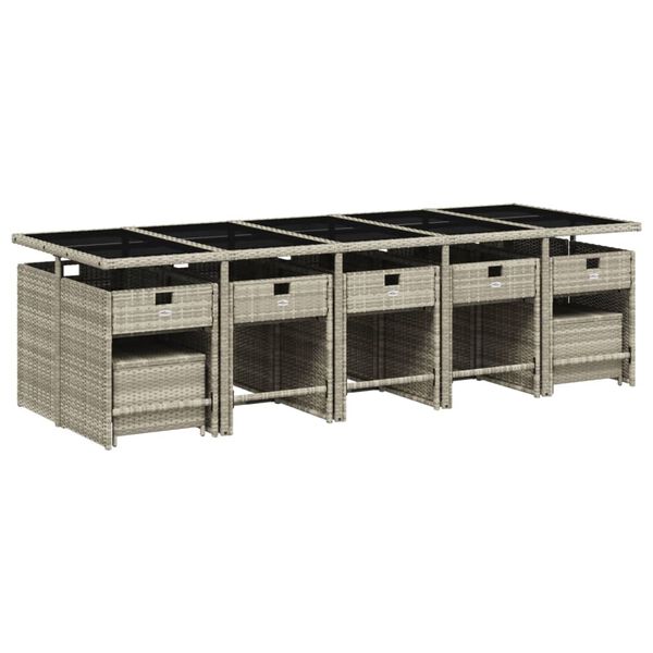 vidaXL Градински комплект с възглавници 15 части полиратан светлосив