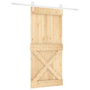 vidaXL Преплъзваща се врата 95 x 210 cm Естествено и бяло