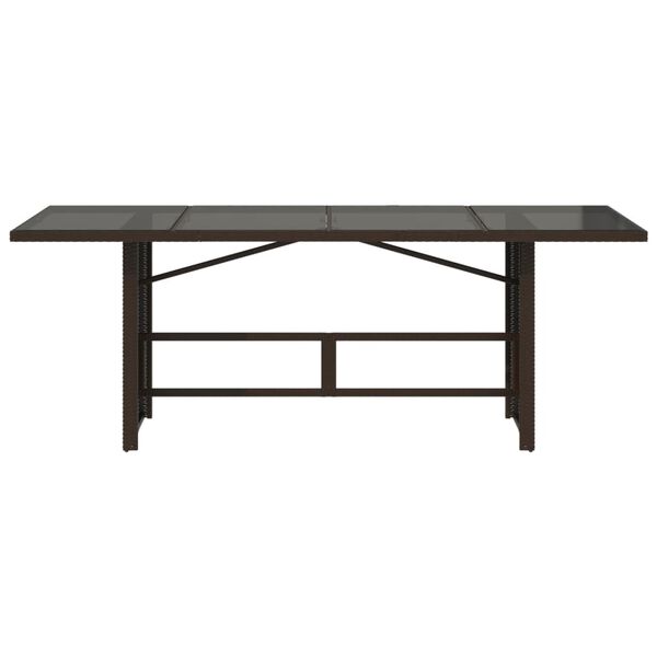 vidaXL Градинска маса със стъклен плот кафява 190x80x75 см полиратан