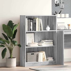 vidaXL Библиотека, сив сонома, 80x24x109 см, инженерно дърво
