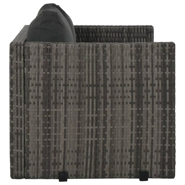 vidaXL Градински комплект с възглавници, 3 части, полиратан, сив