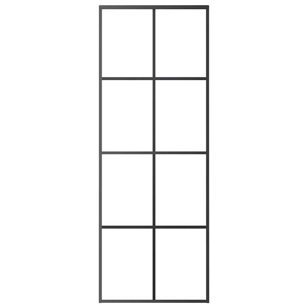 vidaXL Плъзгаща се врата, черна, 76x205 см, ESG стъкло и алуминий