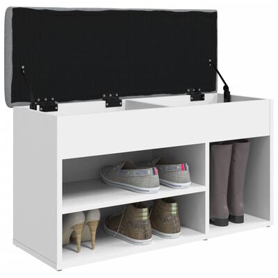 vidaXL Пейка за обувки, бяла, 82x32x45,5 см, инженерно дърво