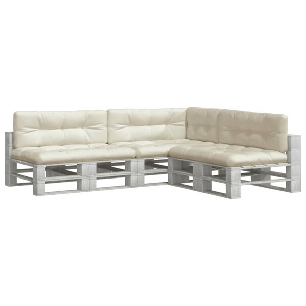 vidaXL Палетни възглавници, 7 бр, кремави, текстил