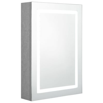 vidaXL LED шкаф с огледало за баня, бетонно сив, 50x13x70 см