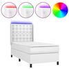 vidaXL Боксспринг легло с матрак и LED бяло 80x200 см изкуствена кожа