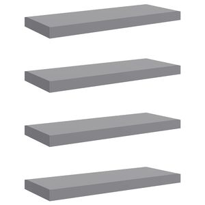vidaXL Окачени стенни рафтове, 4 бр, сиви, 60x23,5x3,8 см, МДФ
