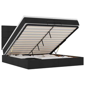 vidaXL Османска легло с матрак и LED, черно, 200x200 см, плат