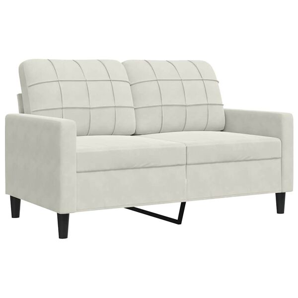 vidaXL Комплект дивани от 3 части с възглавници, кремав, кадифе