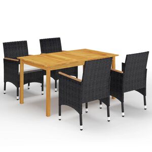 vidaXL Градински трапезен комплект, 5 части, черен