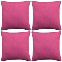vidaXL Калъфки за възглавници, 4 бр, ленен вид, розови, 80x80 см