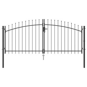 vidaXL Двойна порта WOERDEN 299,5 x 149,5 см Стомана Сиво С ключалка