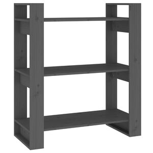 vidaXL Библиотека/разделител за стая, сива, 80x35x91 см, бор масив