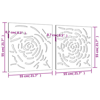 vidaXL Градински декорации 2 бр 55x55 см кортенова стомана дизайн роза