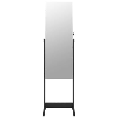 vidaXL Огледален шкаф за бижута, свободностоящ, черен, 42x38x152 см
