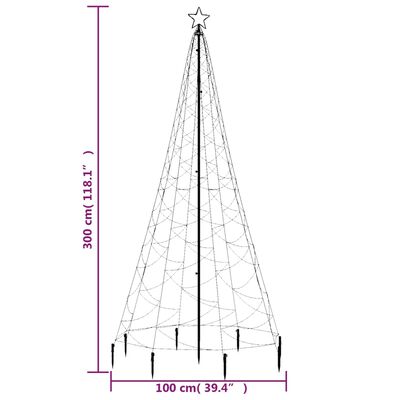 vidaXL Коледно дърво с метален стълб, 500 LED, синьо, 3 м