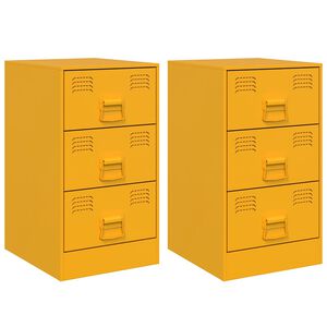 vidaXL Нощни шкафчета 2 бр горчица жълто 34,5x39x62 см стомана