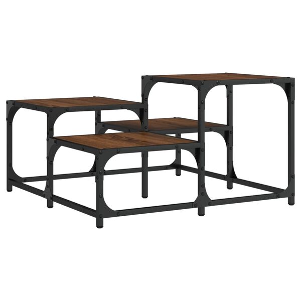 vidaXL Кафе маса, кафяв дъб, 68x68x40 см, инженерно дърво