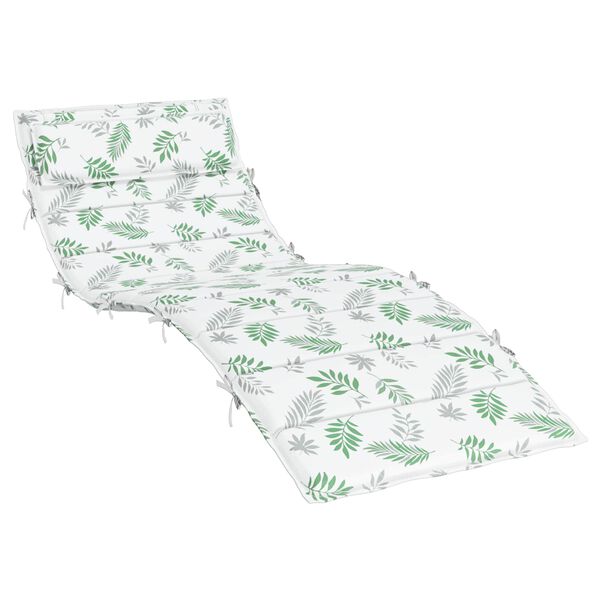 vidaXL Възглавница за слънчев шезлонг Бял и зелен 178 x 60 x 4 см