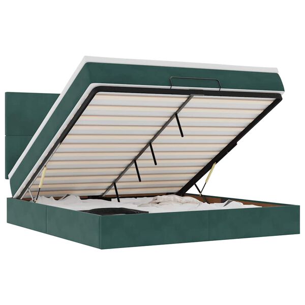 vidaXL Османска легло с матраци, тъмнозелено, 180x200 см, кадифе