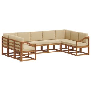 vidaXL Комплект дивани за открито 9 pcs Натурален и Бежов