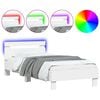 vidaXL Рамка за легло с горна табла и LED осветление, бяла, 75x190 см