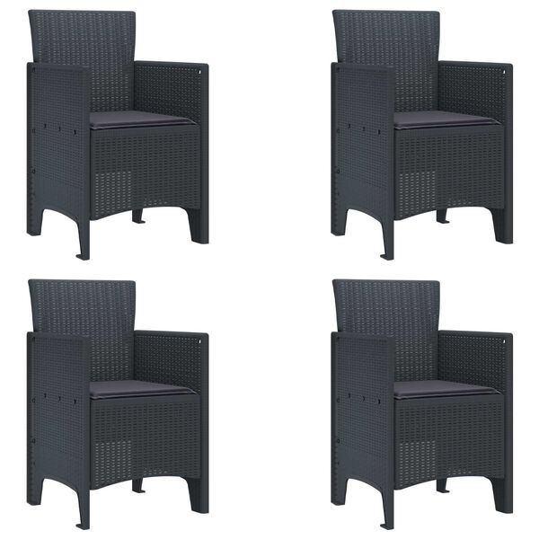 vidaXL Градински стол 4 pcs Антрацит 53 x 49 x 85 см Полипропилен