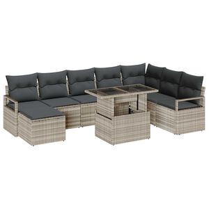 vidaXL Градински Софа Комплект 9 pcs Светлосиво Полиратан