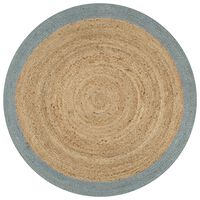 vidaXL Ръчно тъкан килим от юта, маслиненозелен кант, 120 см