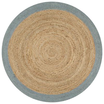 vidaXL Ръчно тъкан килим от юта, маслиненозелен кант, 120 см
