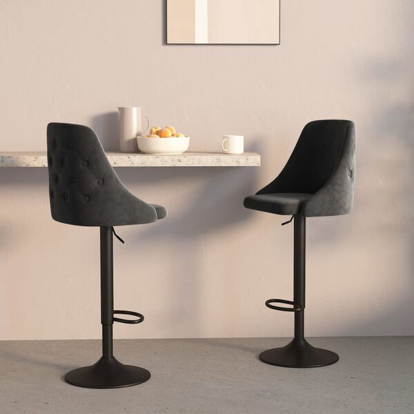 vidaXL Бар табуретки, 2 бр, тъмносиви, кадифе