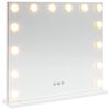vidaXL LED огледало за гримиране Бяло 50 x 10 x 44 см Стъкло и стомана