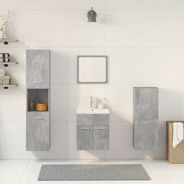 vidaXL Комплект мебели за баня от 5 части бетонно сив инженерно дърво