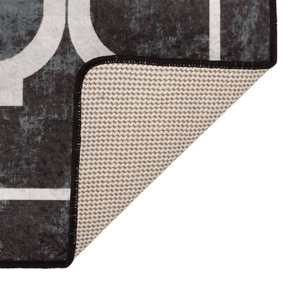 vidaXL Перящ се килим, черно и бяло, 80x150 см, противоплъзгащ